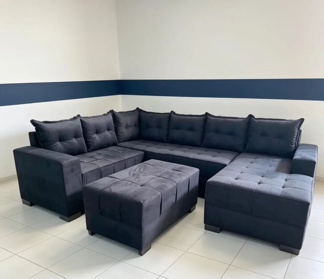 SOFÁ CHAISE COM 7 LUGARES. CONJUNTO COMPLETO  - Foto 4