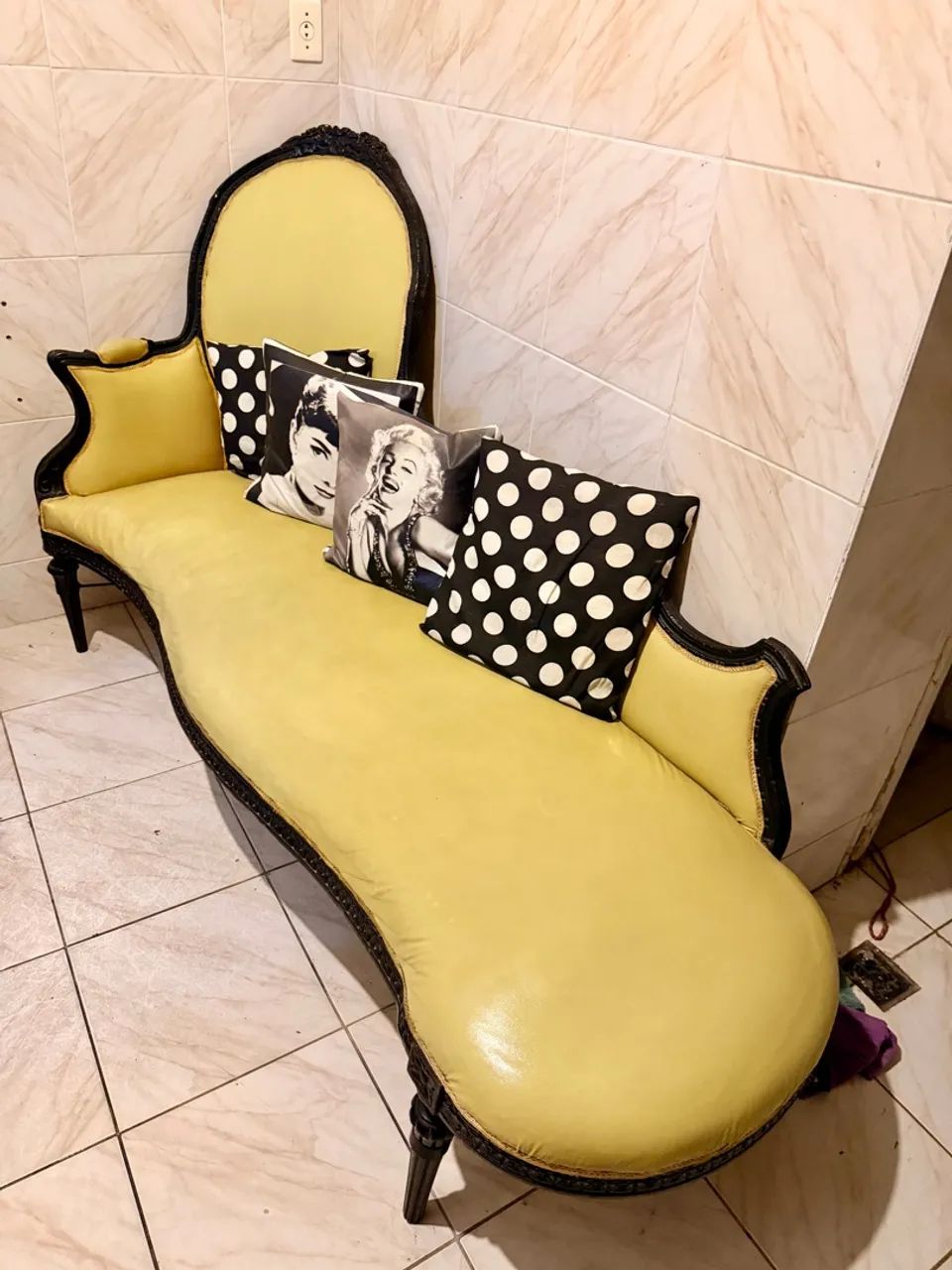Divã chaise long recamier vintage antigo Luís xv - Foto 4