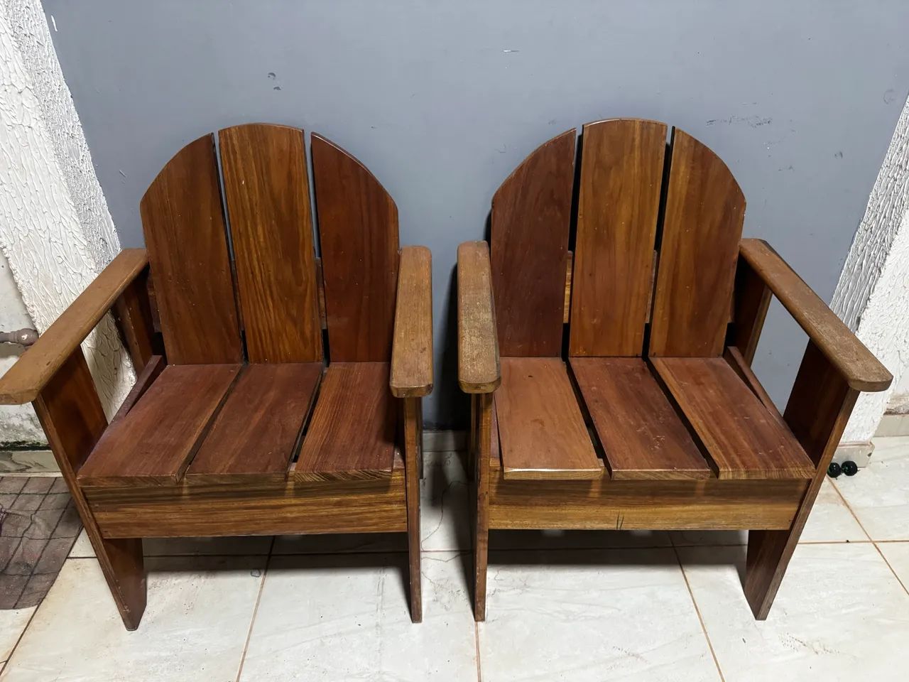 Conjunto de sofá de madeira 2 poltronas + sofá 