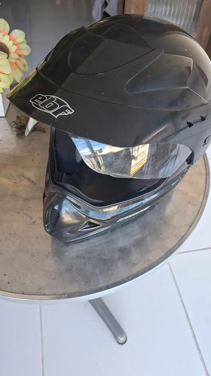 capacete EBF Motard Solid preto de motocross - PREÇO NEGOCIÁVEL - Foto 4