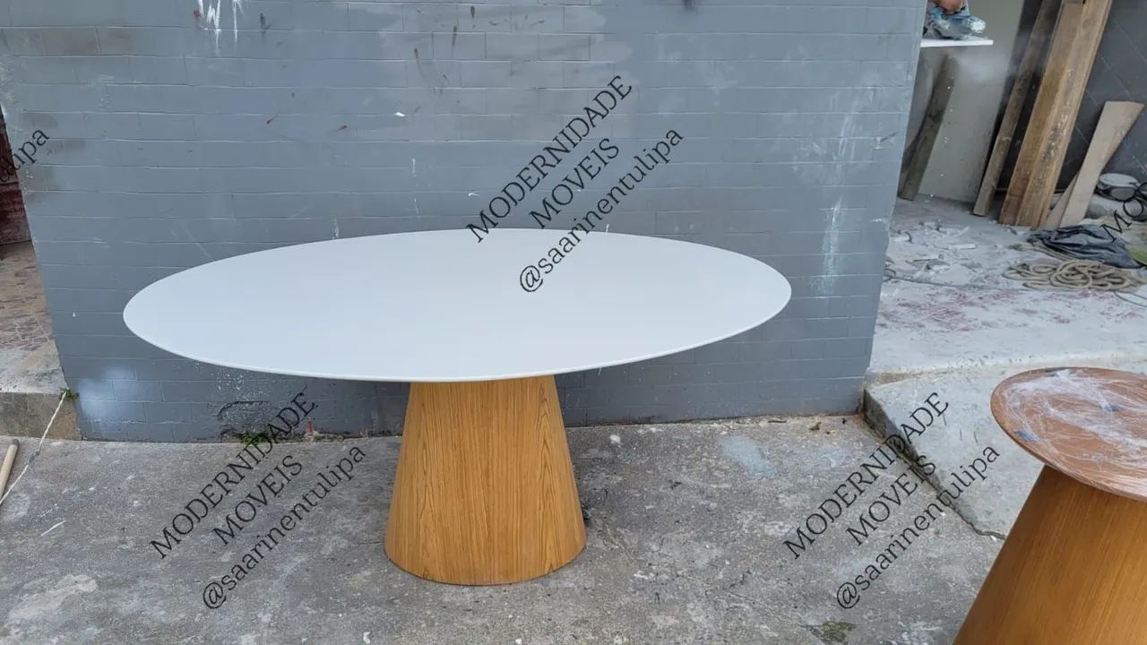 Base cone freijó + tampo oval 1.60x0.90 branco primer