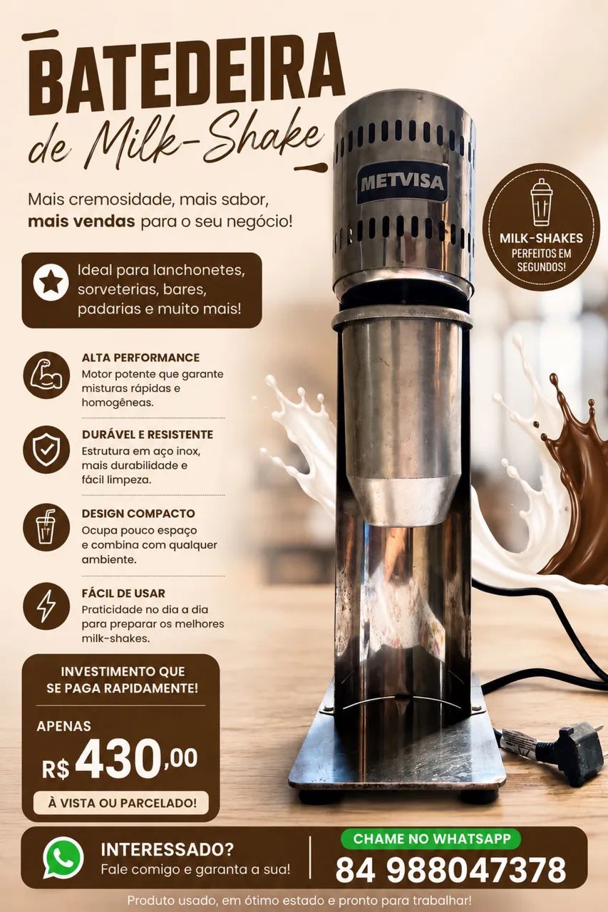 Batedor de milk shake industrial seminovo