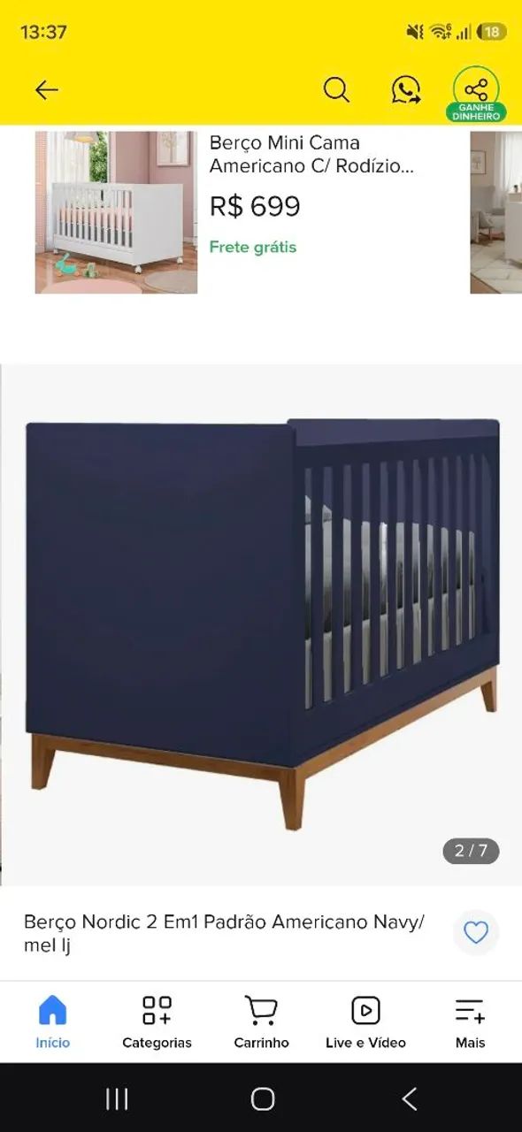 Berço nordic navy vira cama