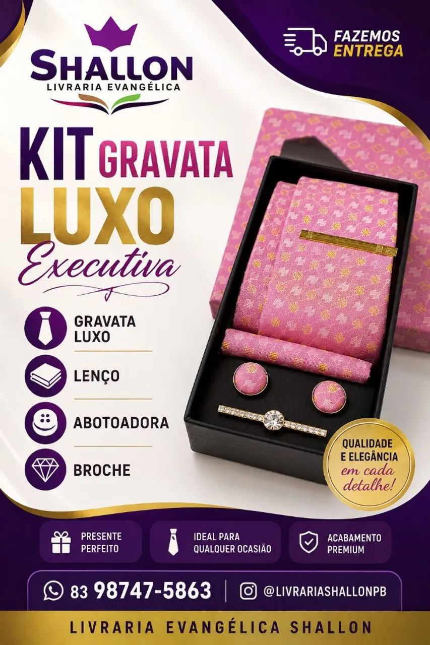 Kit Gravata Luxo Executivo 4 Peças - Foto 2