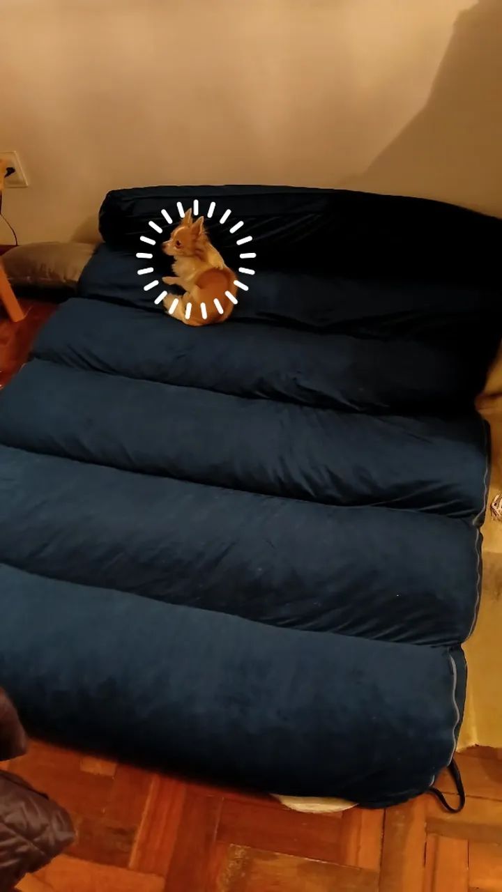 Futon de casal suede azul - Foto 2