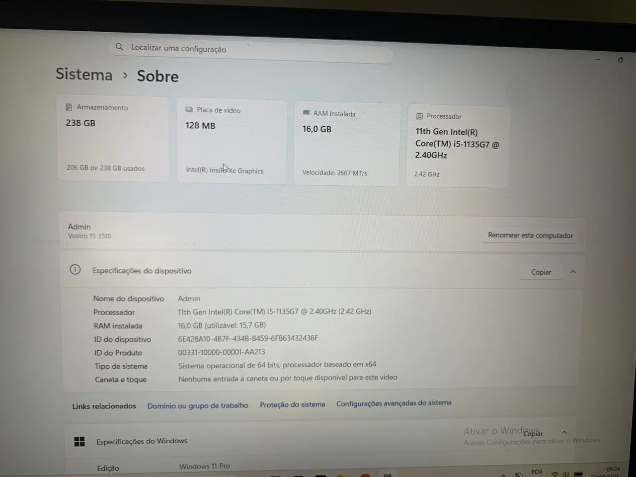  Dell vostro 15 i5 16g ram, extremamente conservado - Foto 3