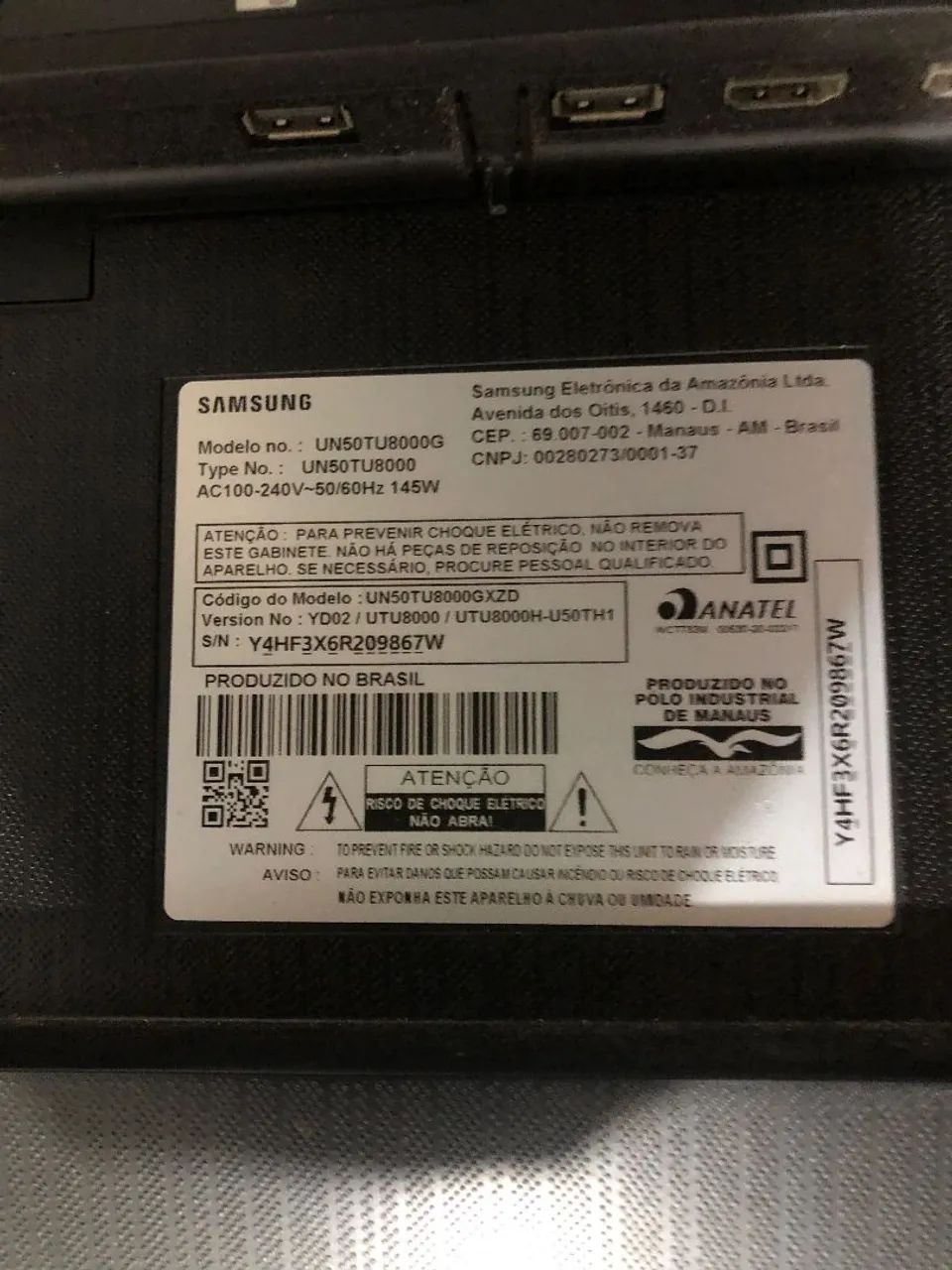 Tv Samsung com defeito 