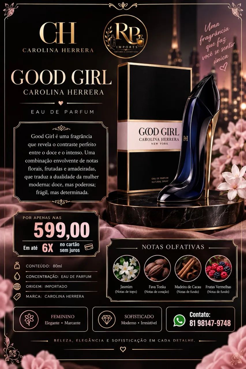 Perfume Carolina Herrera Good girl 80ml - Beleza e Cuidados