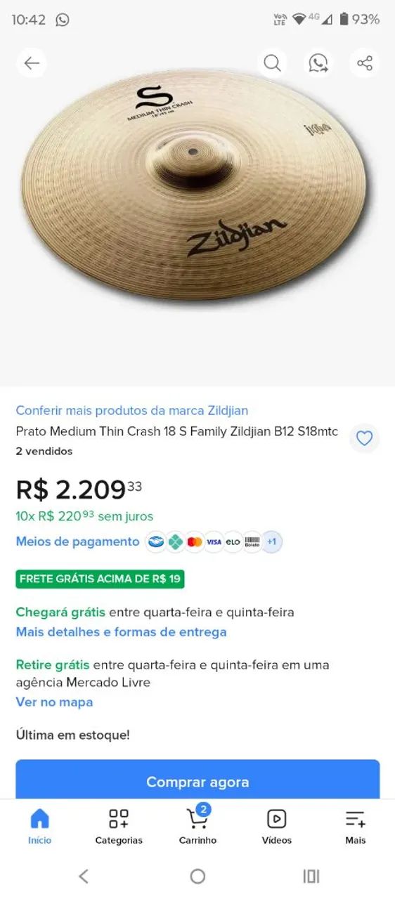 Prato zildjian s thin crash 18 polegadas  - Foto 5
