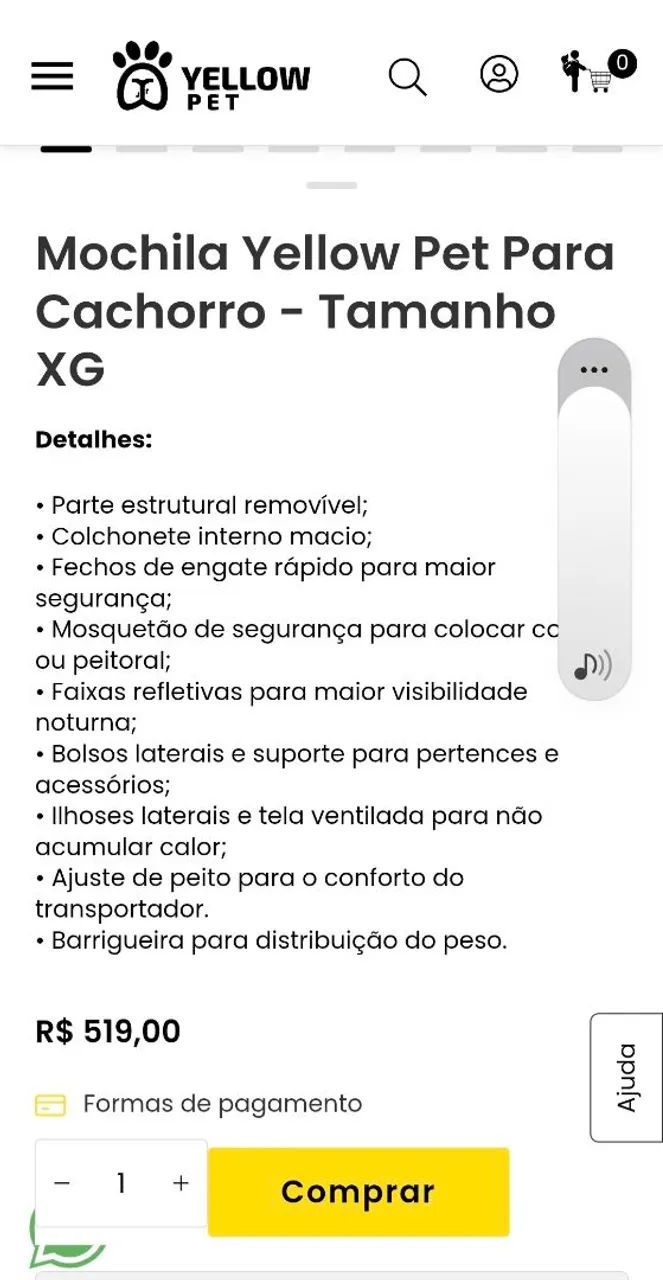Mochila de transporte Pet XG da Yellow Pet<br>150,00 - Foto 4