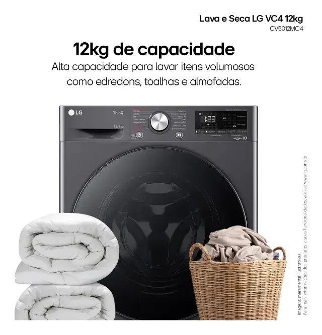 Lava e Seca Smart LG VC4 12kg Titanium com Inteligência Artificial AIDD - 220V - Foto 2