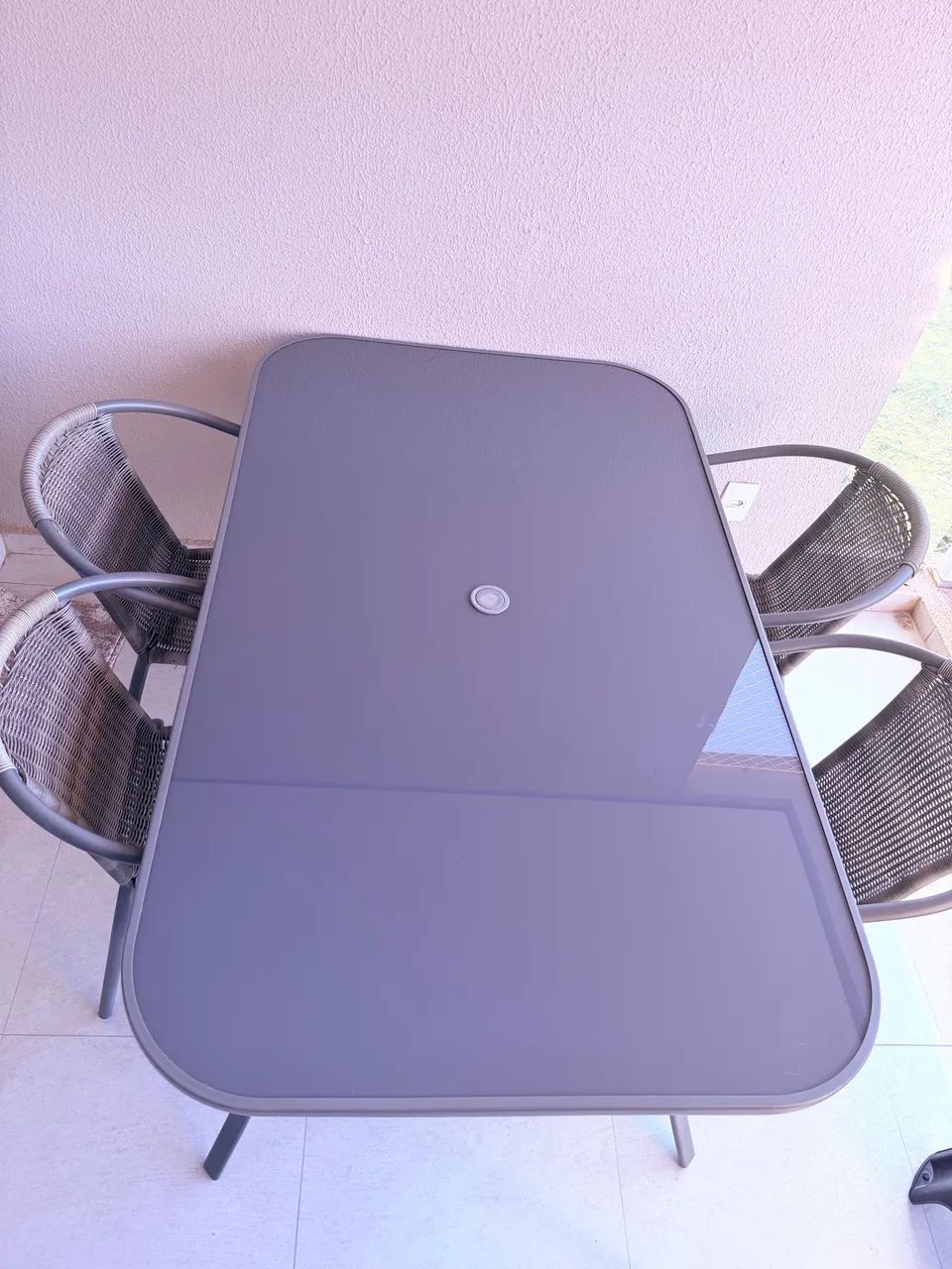 Mesa de vidro com 6 cadeiras exterior 