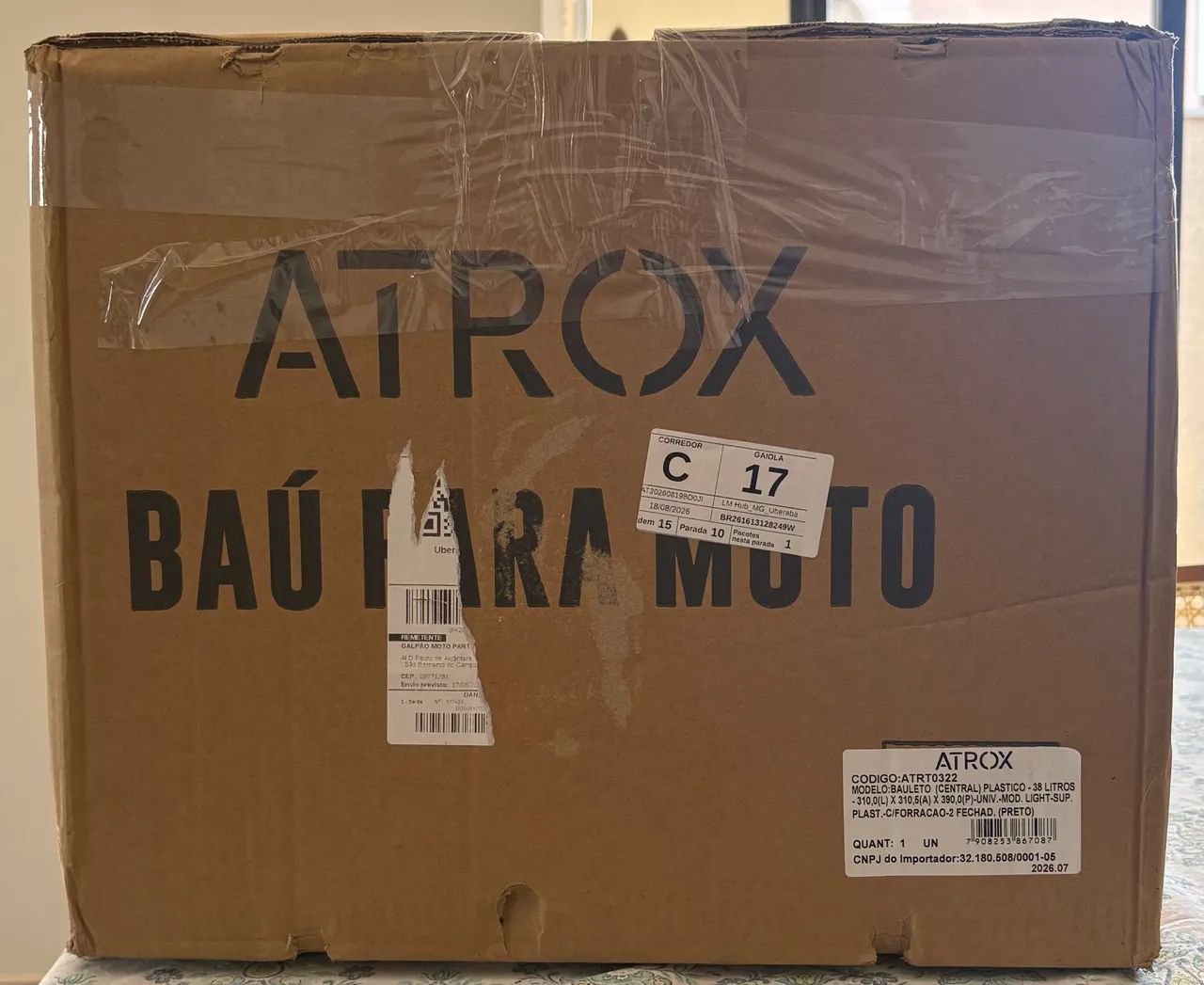 Vendo baú para moto da Atrox de 38L