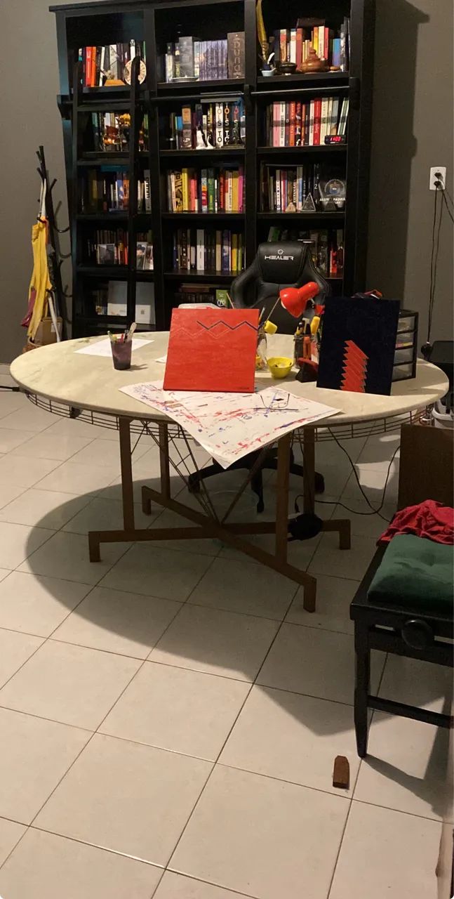 Mesa de ferro e Pedra de marmore Branco - Foto 4