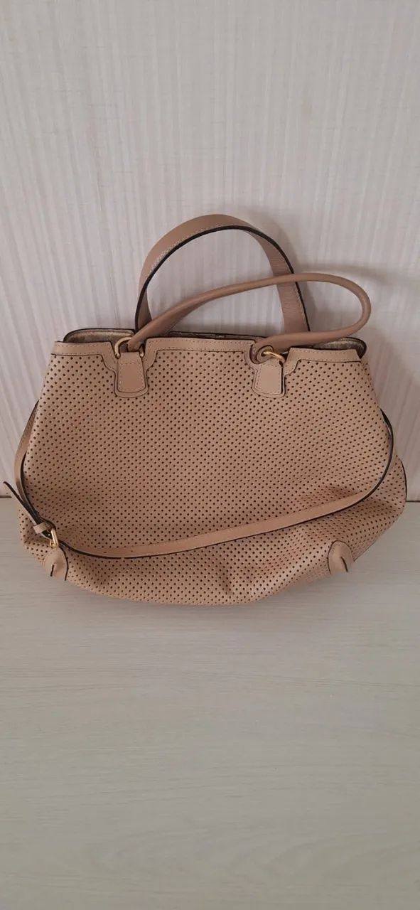 Bolsa Luz Da Lua Original Couro Perfurado Nude - Foto 3
