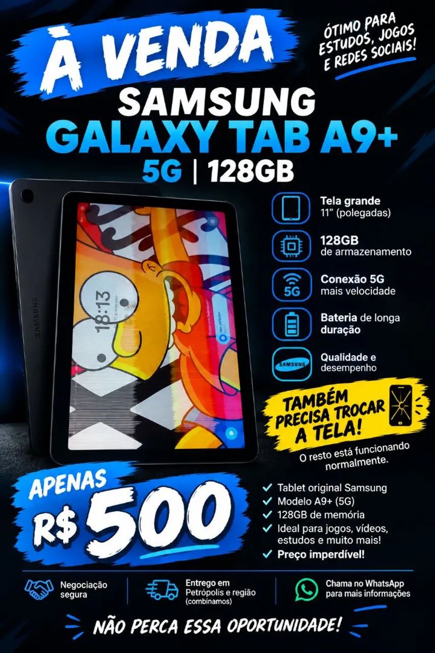 Tablet Samsung A9 11 polegadas 5g 128GB