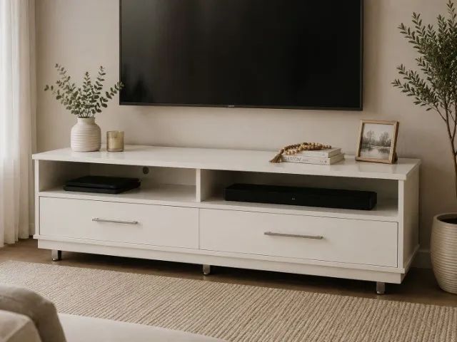  RACK PARA TV BRANCO - MODERNO, ESPAÇOSO E FUNCIONAL - Foto 2