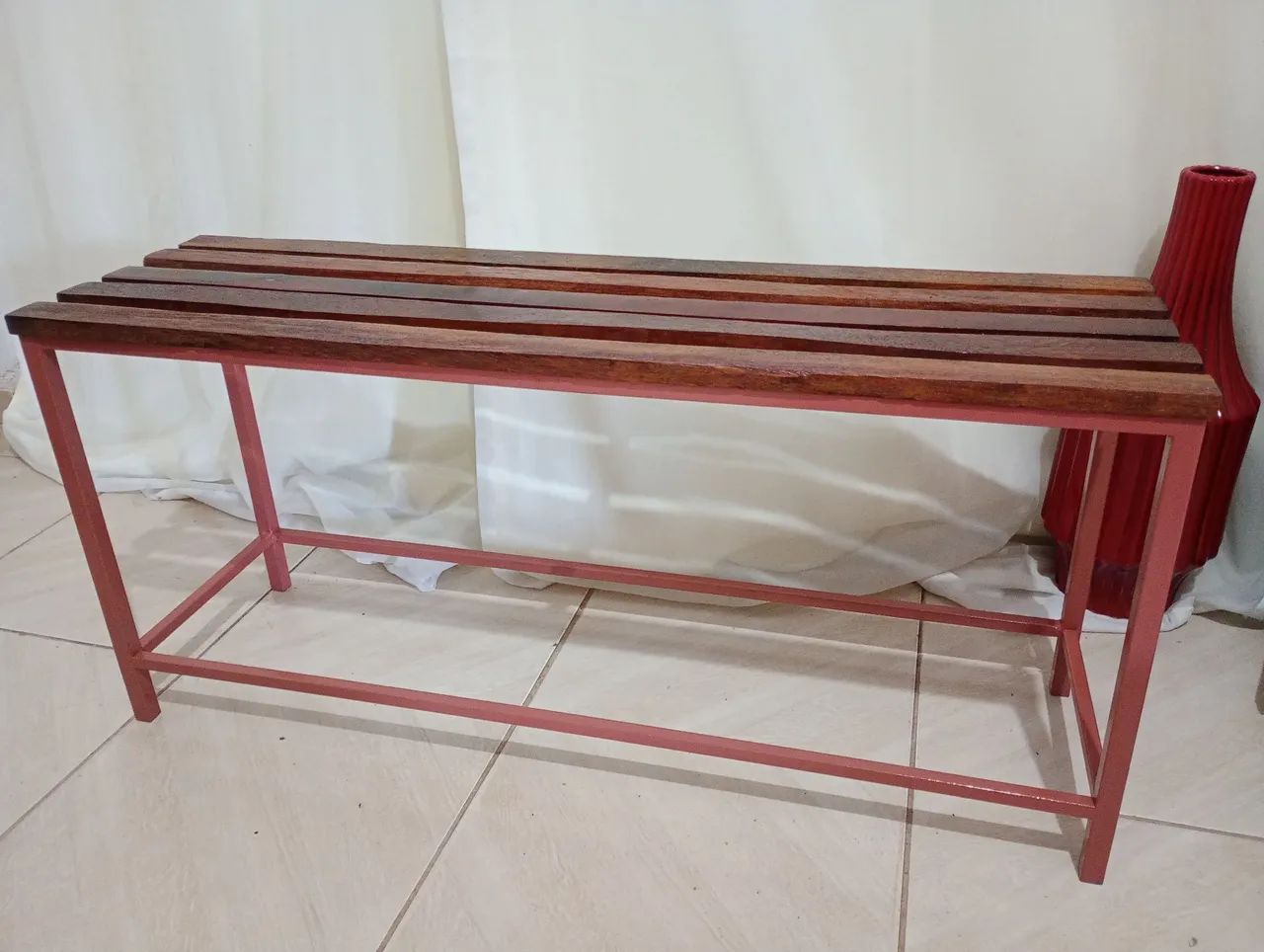 Banco de ferro/Novo/Salmão/ 105cm - Foto 4