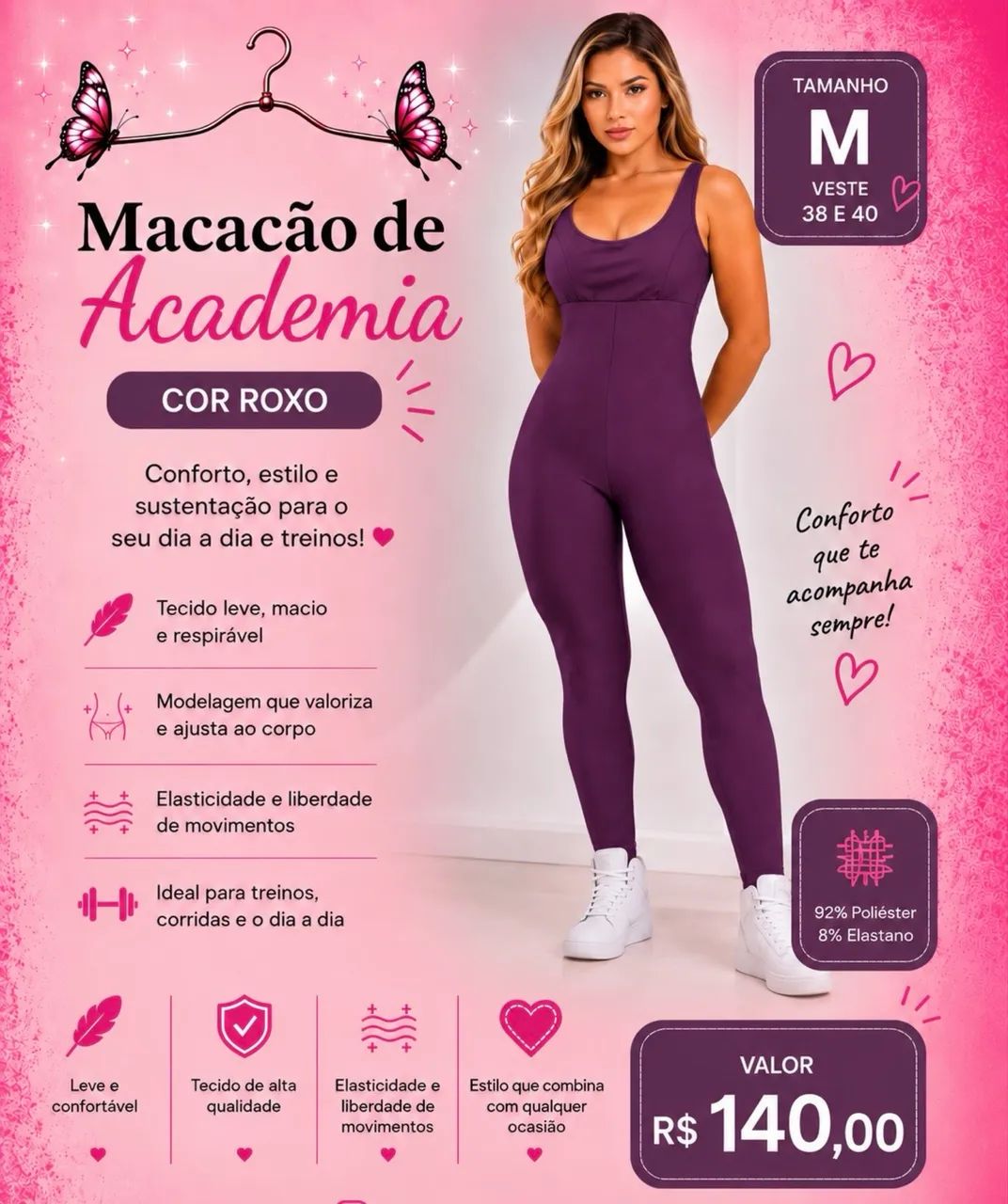 Macacão roxo academia  - Foto 2