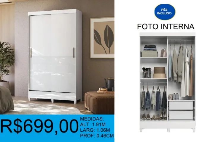 Guarda roupa de correr solteiro reposição - compre hoje e receba até 72h  - Foto 2