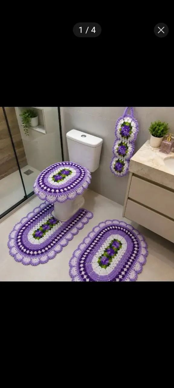 Conjunto de banheiro em crochê 