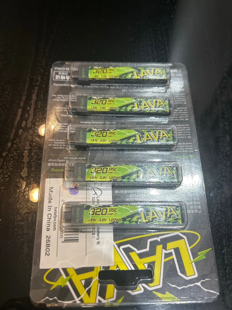 Bateria Lipo BETAFPV LAVA 1S 320mAh BT2.0 (Pack c/ 5 unid.) - Lacrada - Foto 2