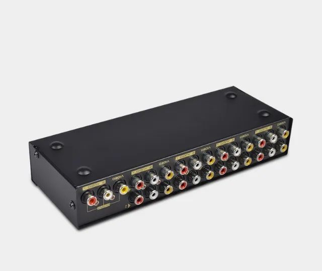 Chaveador AV 8 Entradas e 1 Saída RCA Áudio Vídeo para Consoles, DVD, DVR e Câmeras