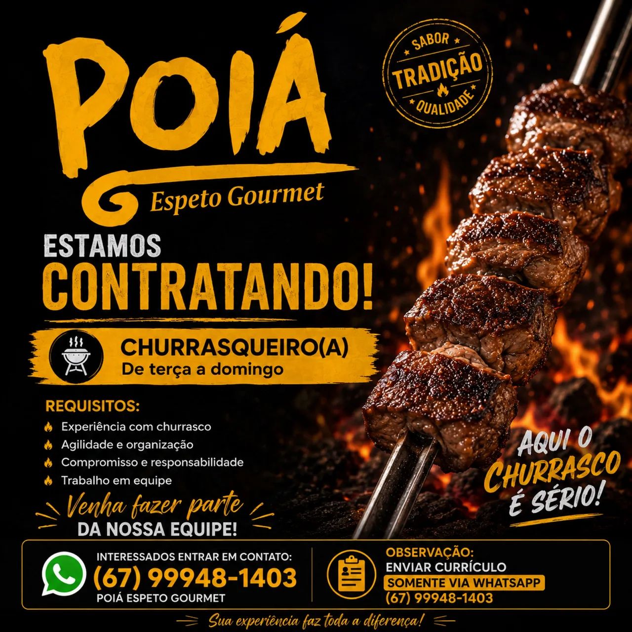 Vaga para churrasqueiro 