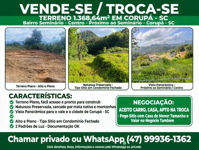 TERRENO EM CORUPÁ SC 200M SEMINÁRIO 