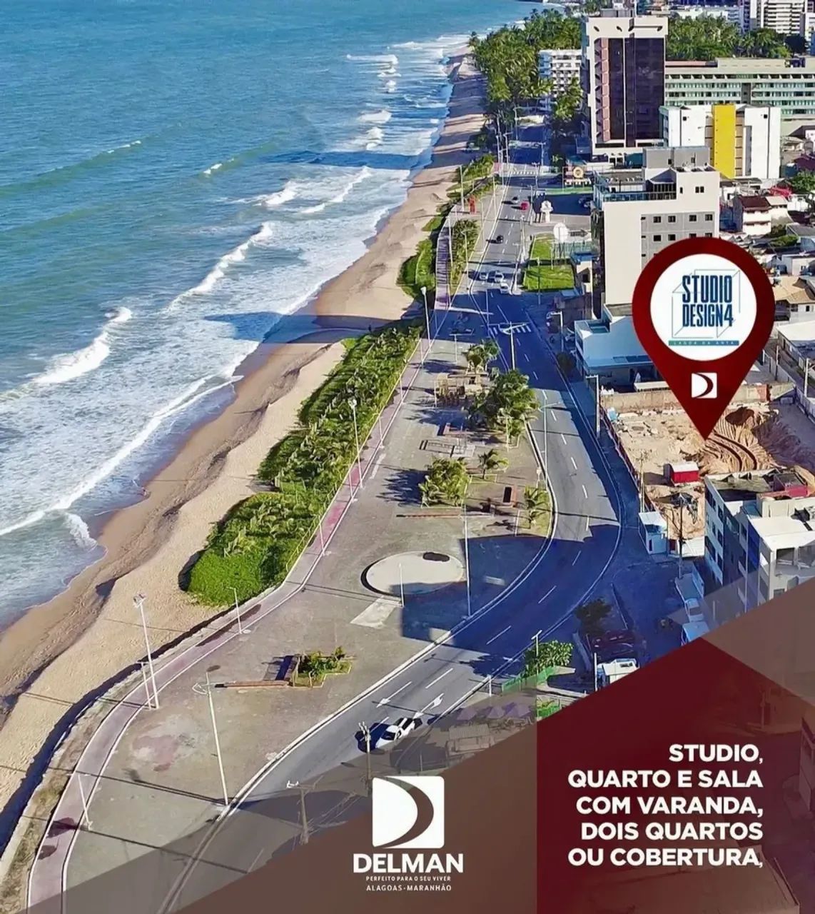 Studios Design 4 / 2 quartos com suíte | Beira-mar em Cruz das Almas - Maceió - AL