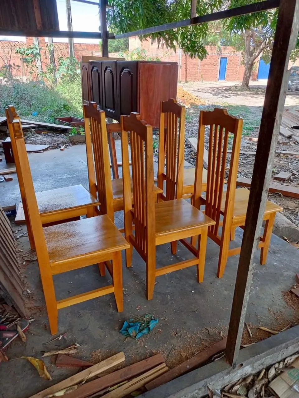 `Mesa de Madeira Macica com 6 Cadeiras - Conjunto de Jantar - Nova` - Foto 2