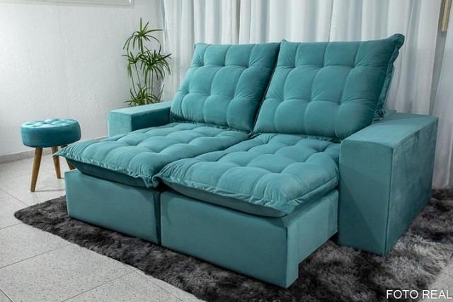Sofá Retrátil e Reclinável Castor 2.30m Verde Tiffany Até 12x - Frete Grátis 