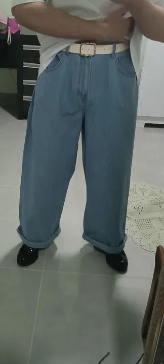 Calça Jeans Larga Azul - Foto 3