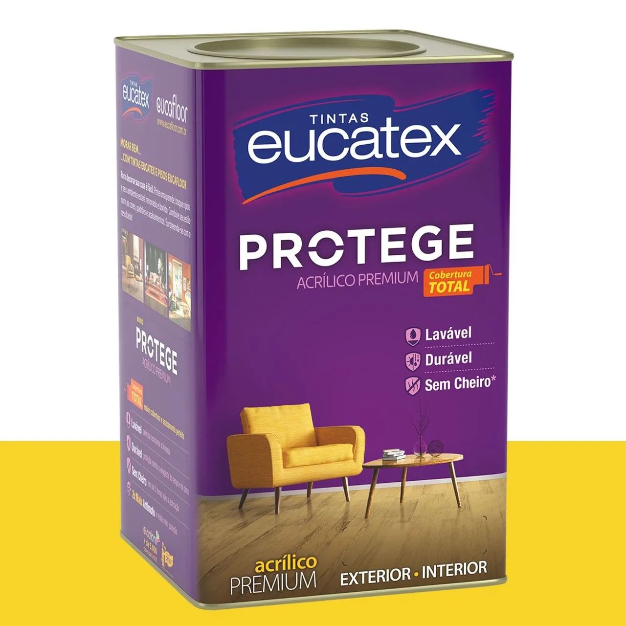 Tinta Acrílica Acetinada Eucatex Amarelo Real 16 L