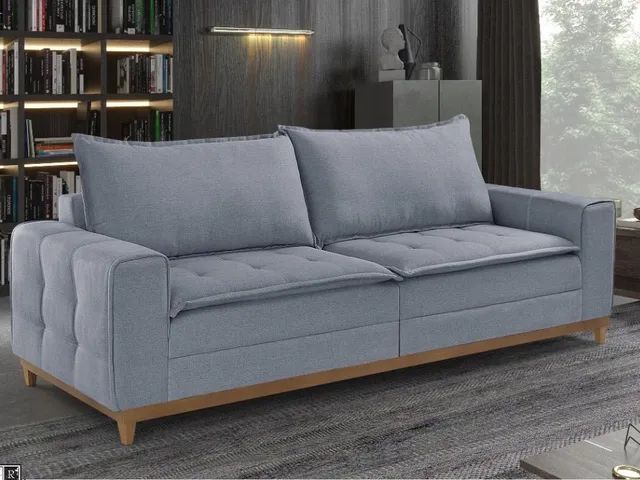 Sofá Living 2.00m Molas Binnel  Bege Linho l765 - Foto 3
