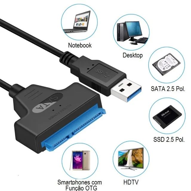 Adaptador USB 3.0 SATA III- HDD e SSD 2,5" - Foto 5