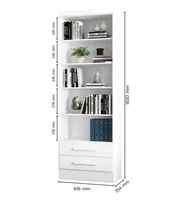 Multiuso livreiro 2 gavetas branco  - Foto 2