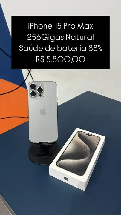 iPhone 15 Pro Max 256GB Preto Saúde de bateria 89% R$ 5.950,00