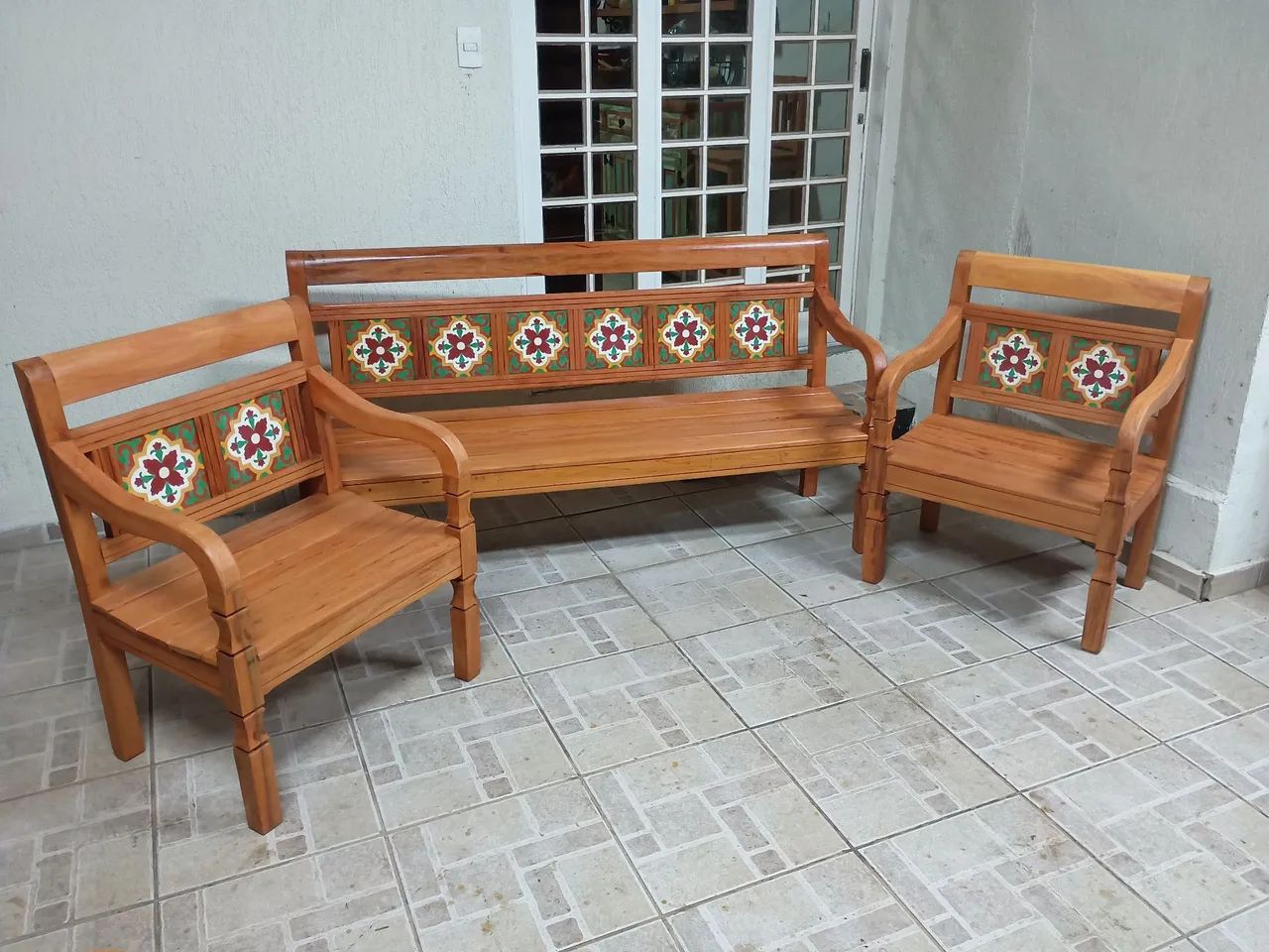 Conjunto de 3 peças em madeira maciça - Foto 2