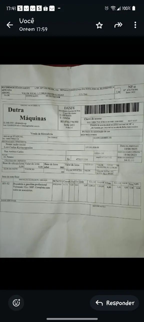 Roçadeira nova