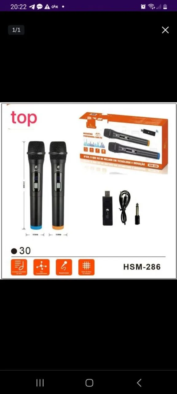 Microfone sem Fio Profissional HSM-286
