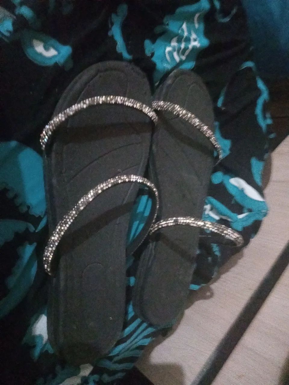Sandália Preta com Strass Feminina N;37 - Foto 5