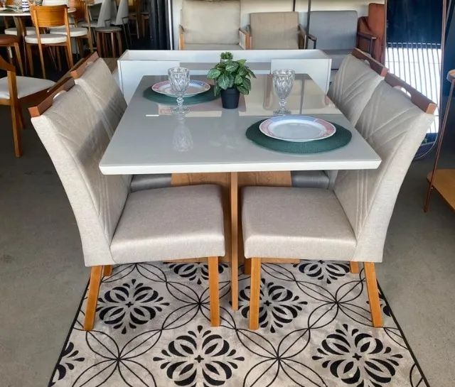 Mesa de Jantar com 4 Cadeiras 120x80 Novo