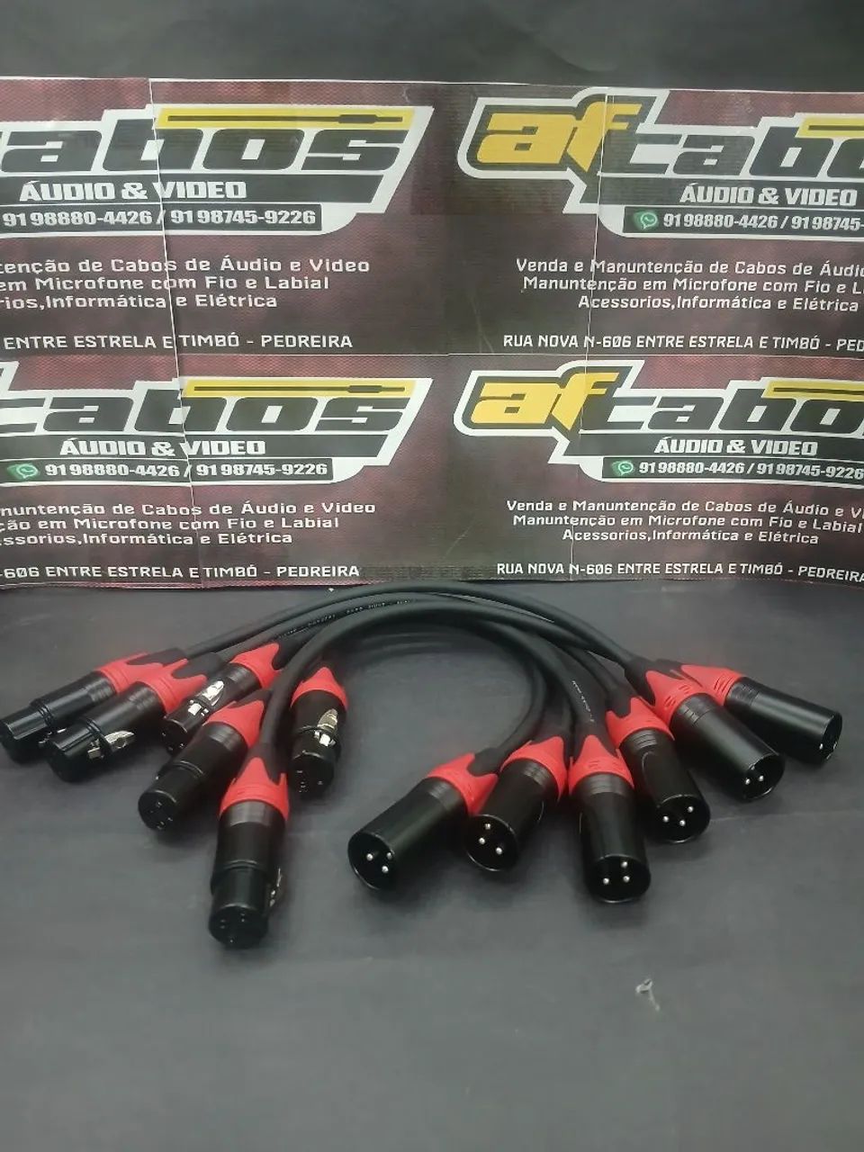 Kit com 6 Cabos XLR Profissionais com 30cm