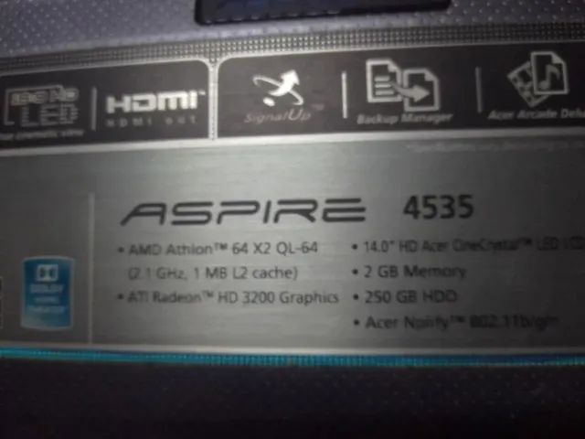 Notebook Acer, HD 320GB liga sem imagem - Foto 2