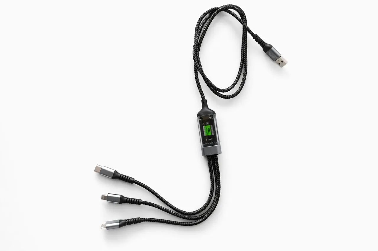 Cabo USB 3 em 1 - 100W Tipo C, Micro e Lightning Reforçado - Foto 4