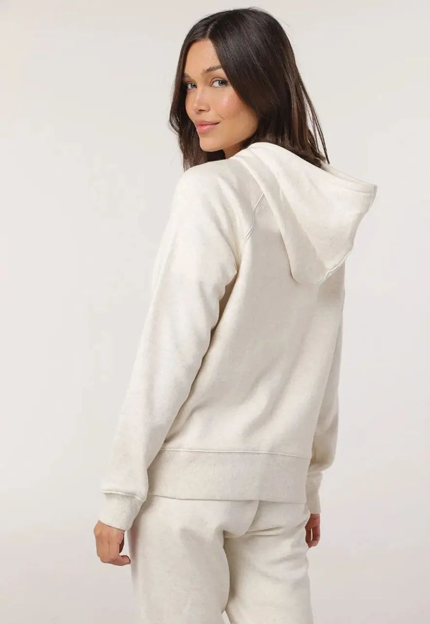 Blusa de Moletom com Capuz Flanelada Aberta GAP Logo Bordado Bege - Foto 4