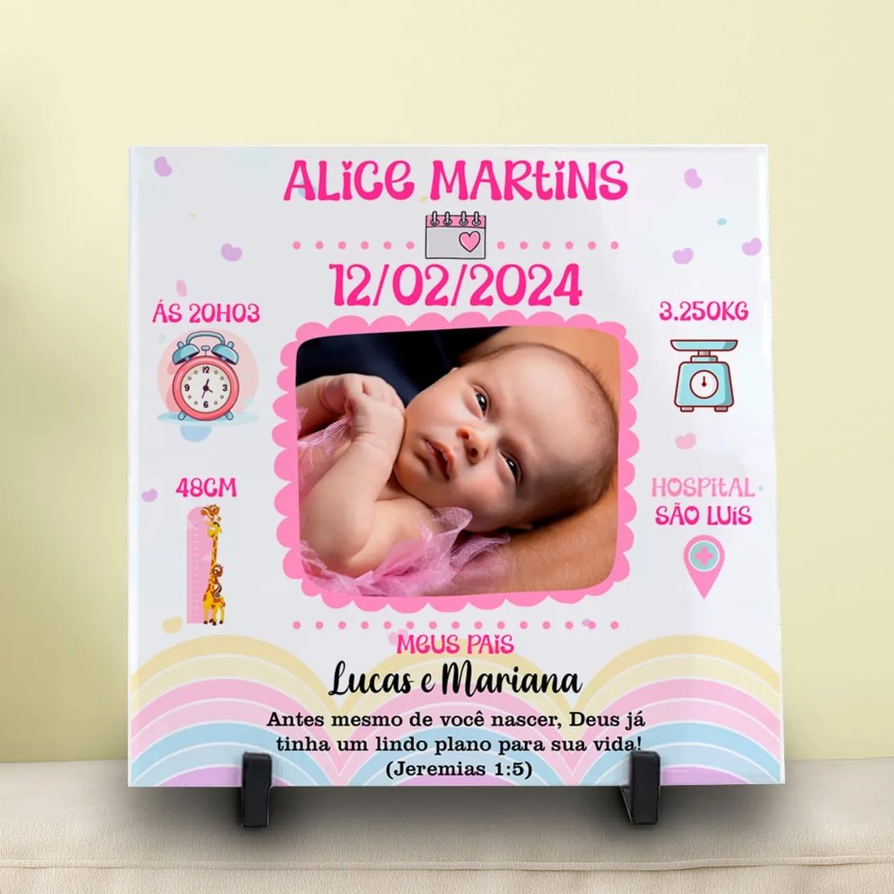 Azulejo 20x20 Lembrancinha Nascimento 64861040551426120