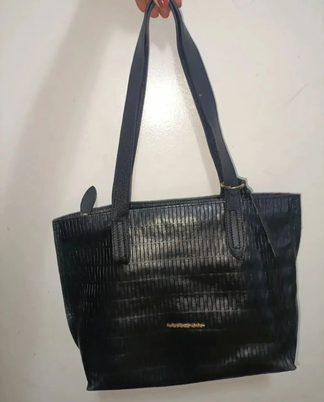 Bolsa Preta d couro legítimo Arzon - 