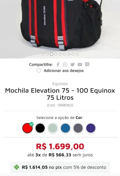 Mochila de Acampamento Equinox Elevation 75 / 100L - Foto 5